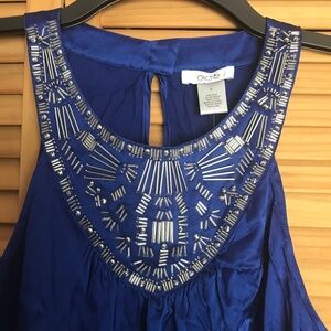 Silk cobalt blue sleeveless cache top